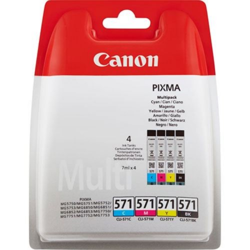 Canon CLI-571 Ink Cartridges Multipack Black Cyan Magenta Yellow