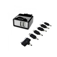 Approx Dual USB Charger with 6 Tips Black