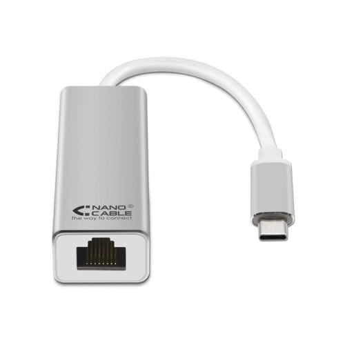 USB-C to Ethernet Adapter 10/100/1000 Mbps 15 cm Silver Nanocable