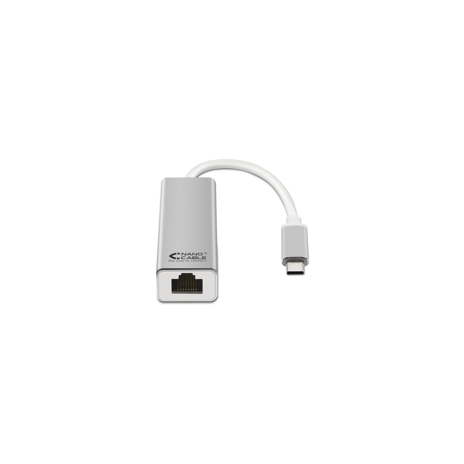 Adaptador USB-C a Ethernet 10/100/1000 Mbps 15 cm Plata Nanocable