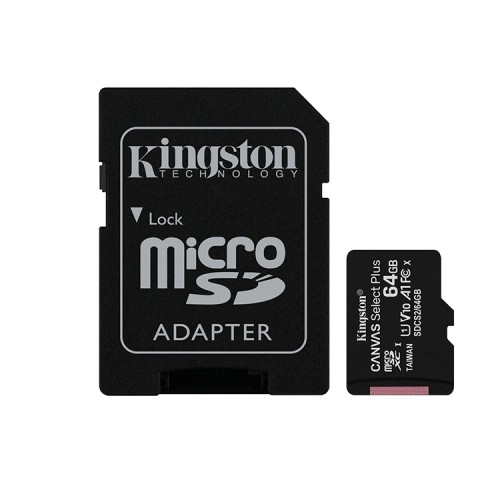 Micro SD 64 GB Canvas Select Plus 1 Adaptor Class 10 Kingston