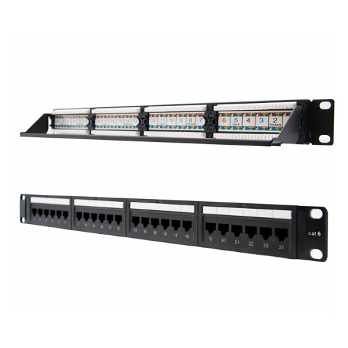 Nanocable 24 Port RJ45 Cat.6 UTP Patch Panel 1U Dual IDC 19 inch