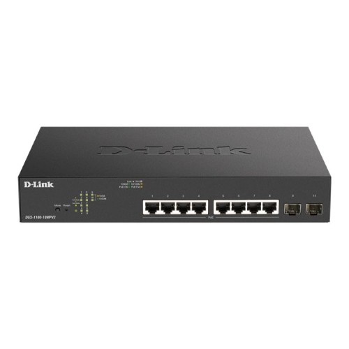 D-Link 8-Port 10/100/1Gbit PoE+ Switch Max W/2 SFP EasySmart