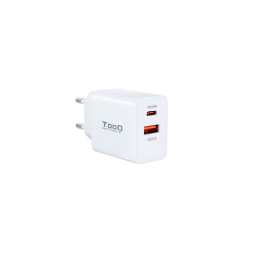 Cargador Pared Automatico 1xusb + 1xusb-c 20w 0.8a Blanco Tooq