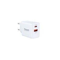 Cargador Pared Automatico 1xusb + 1xusb-c 20w 0.8a Blanco Tooq