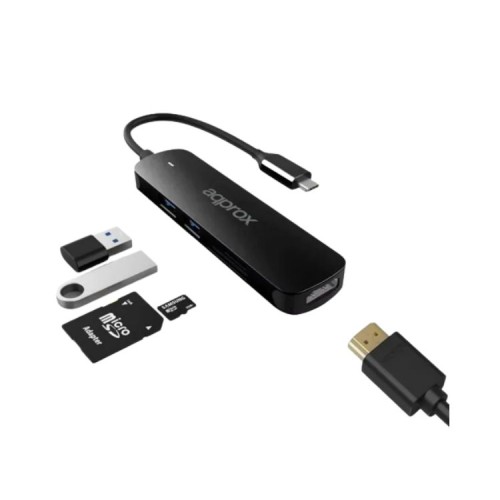 Approx 5-Port USB 3.0 Type C Hub Black