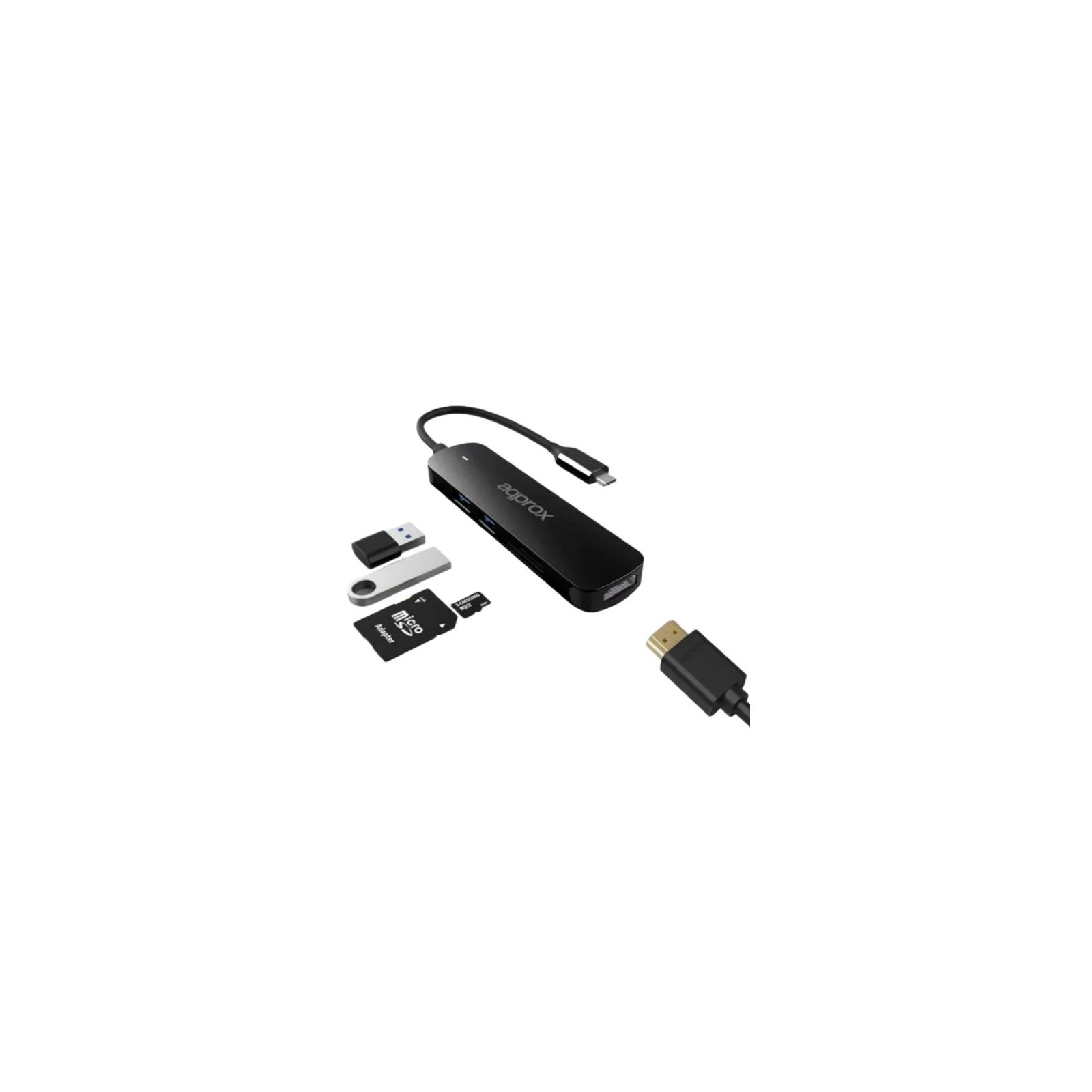 Approx 5-Port USB 3.0 Type C Hub Black