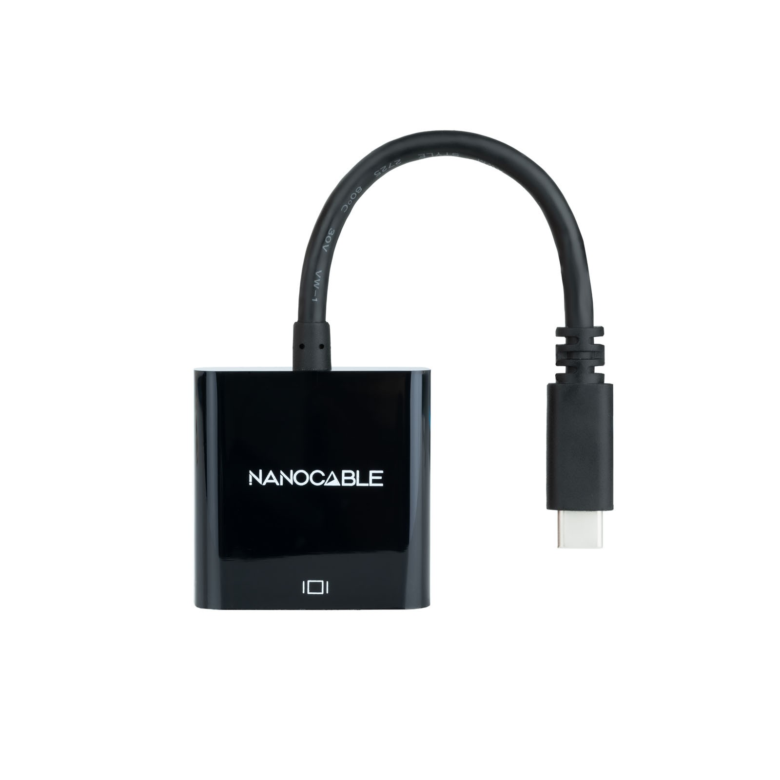 Conversor USB-C a VGA de Aluminio 10 cm Negro