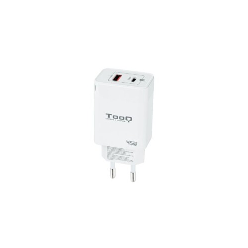 Cargador Pared/Viaje Gan USB-C/PD + USB-A/QC 45W Blanco Tooq