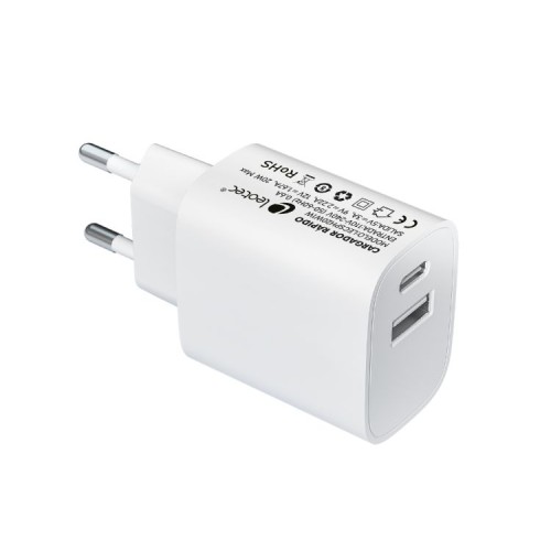 Cargador de Pared/Viaje USB-C PD y USB-A de 20W Leotec