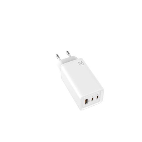 Cargador de Pared GaN 2xUSB-C PD y USB-A 65W Blanco Leotec