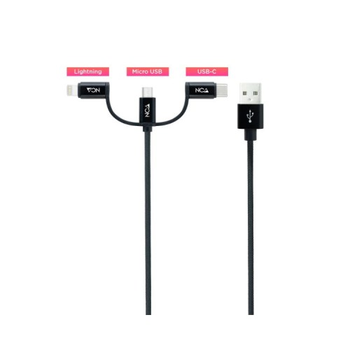 Nanocable 3-in-1 USB Cable USB-A to USB-C/Micro USB/Lightning