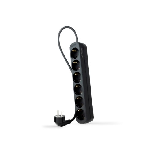 Surge Protector Strip 6 Outlets Black Nanocable