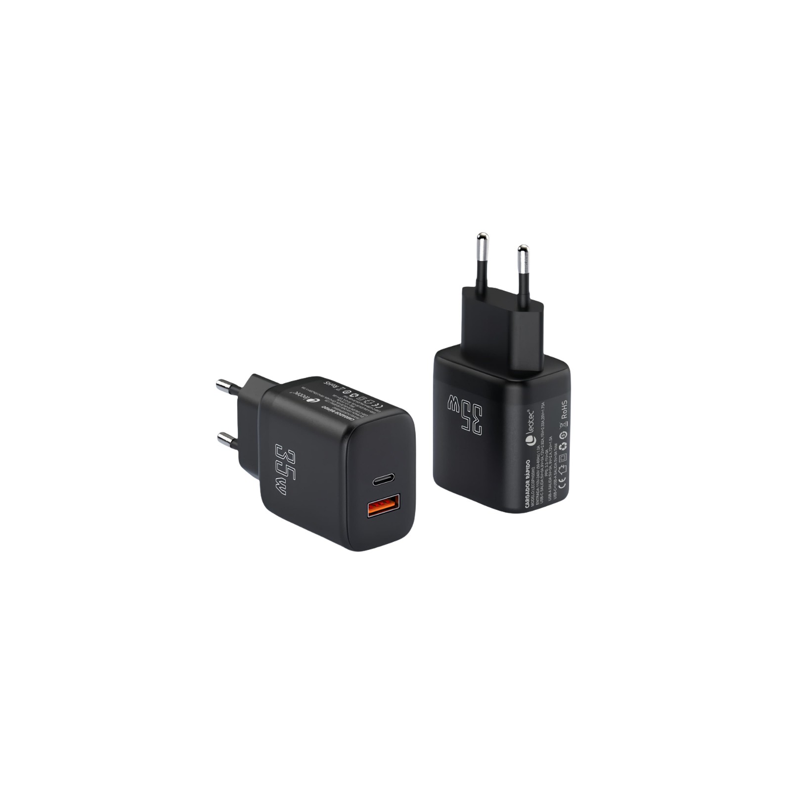 Cargador Pared/viaje Usb-c Pd+ 1 Usb-a 35w Negro Leotec