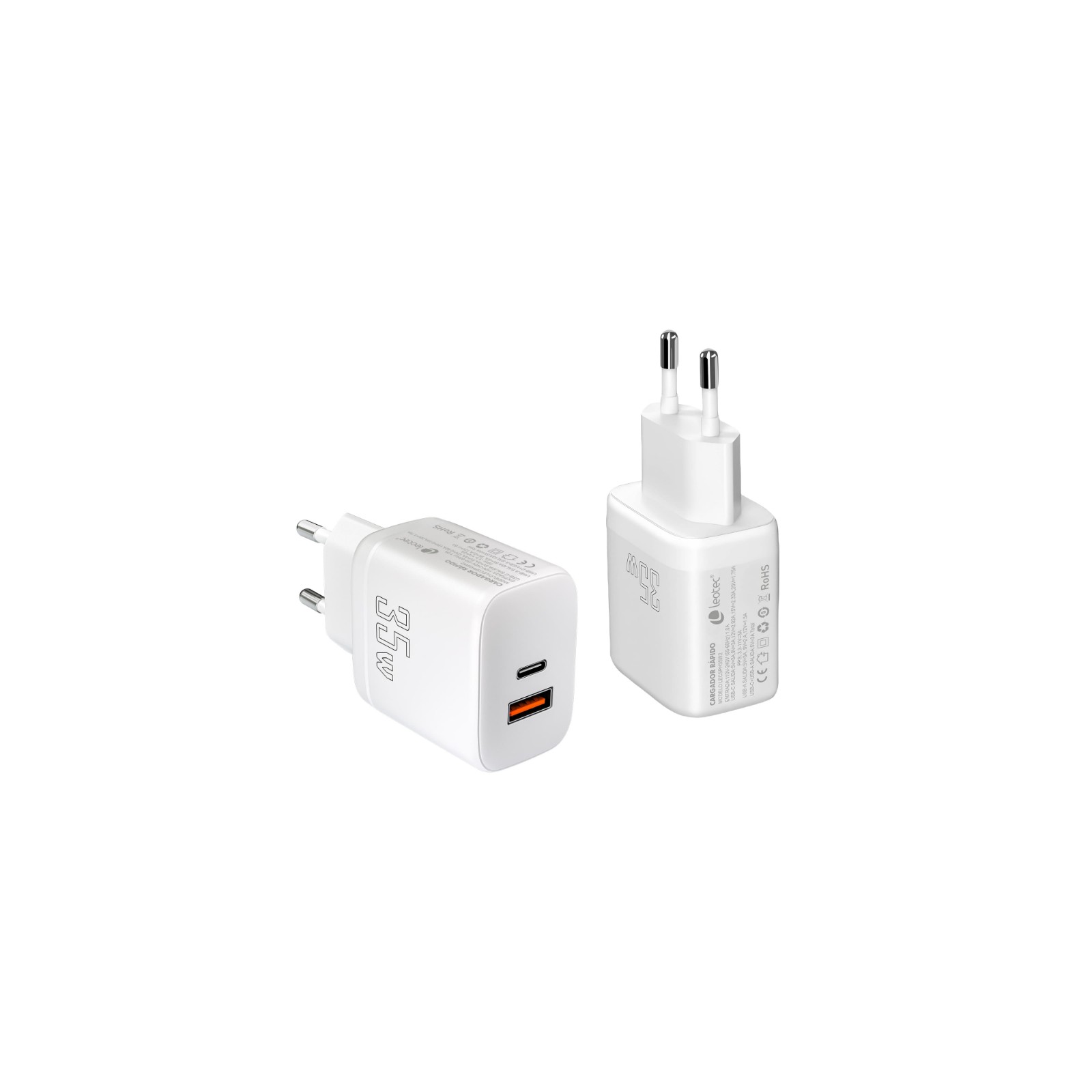 Cargador Pared Leotec 35W USB-C PD Carga Rápida