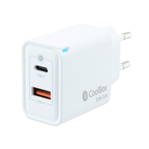 Cargador Pared 30W Coolbox USB-C PD + USB-A