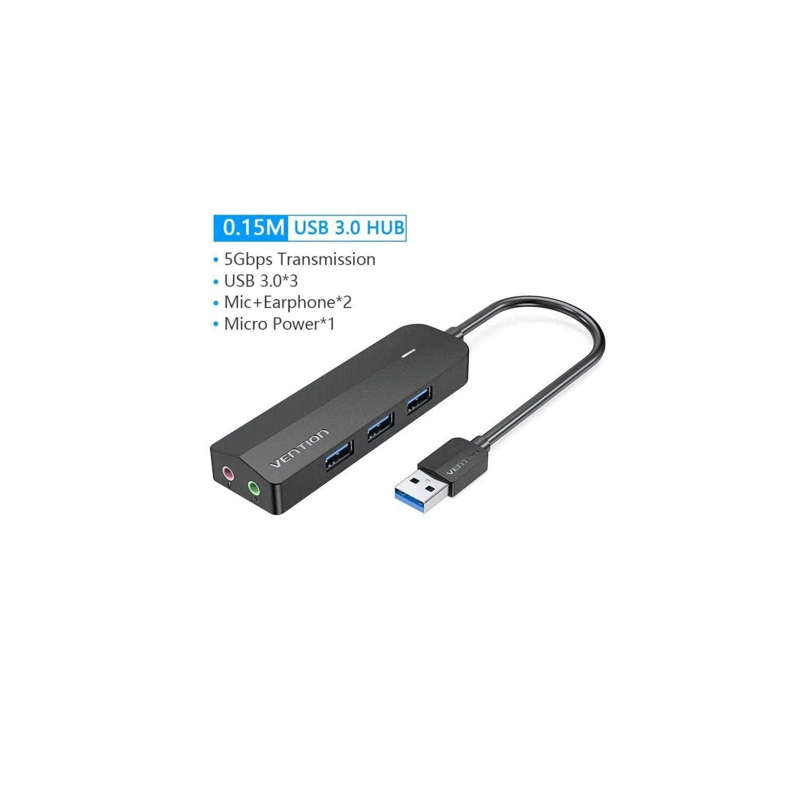 Hub 4 Puertos USB 3.0 3xUSB 1xMicro USB PD Gris Vention