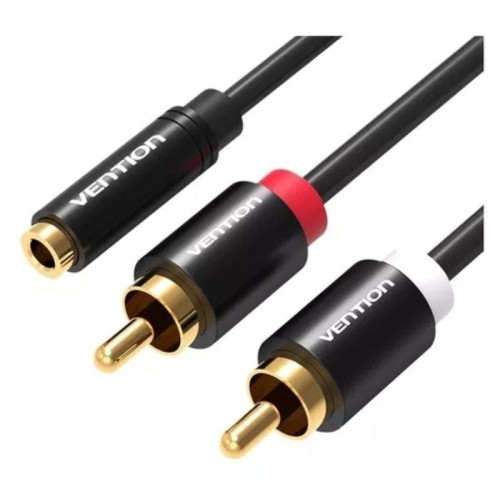 Vention 3.5mm Audio Cable 2xRCA Male 1M Black