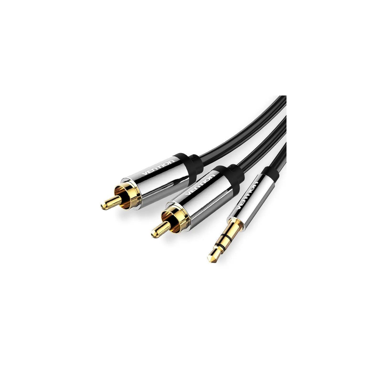 Cable de Audio Estéreo Jack 3.5 a 2xRCA 1m Negro Plata