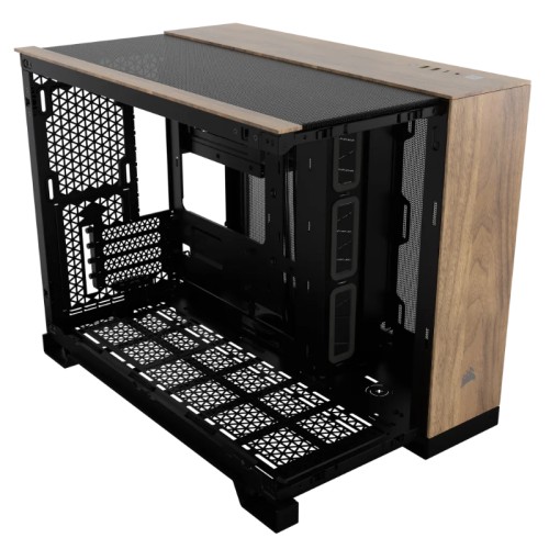 Caja MicroATX 2500x TG Negro/Madera De Nogal Corsair