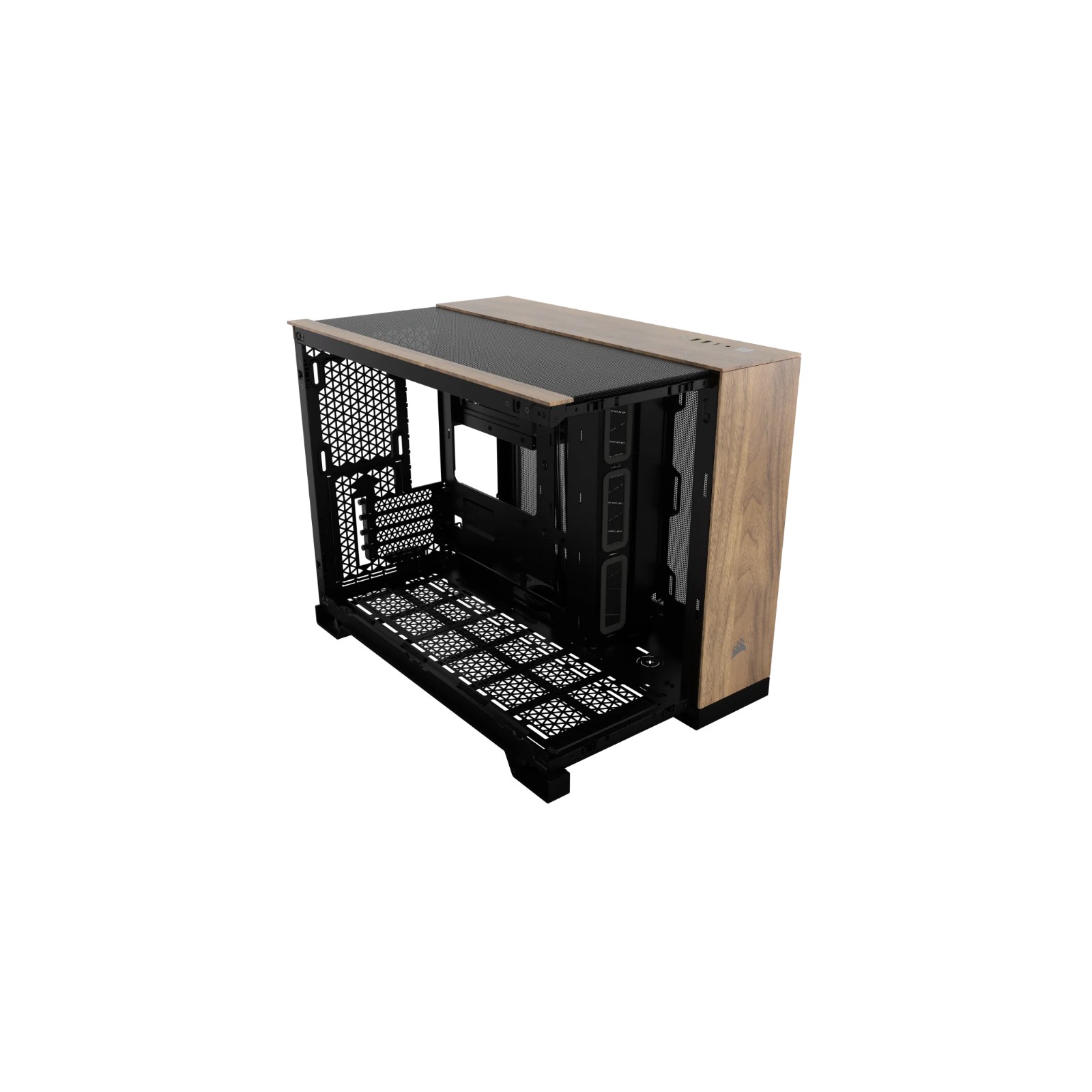 Caja MicroATX 2500x TG Negro/Madera De Nogal Corsair