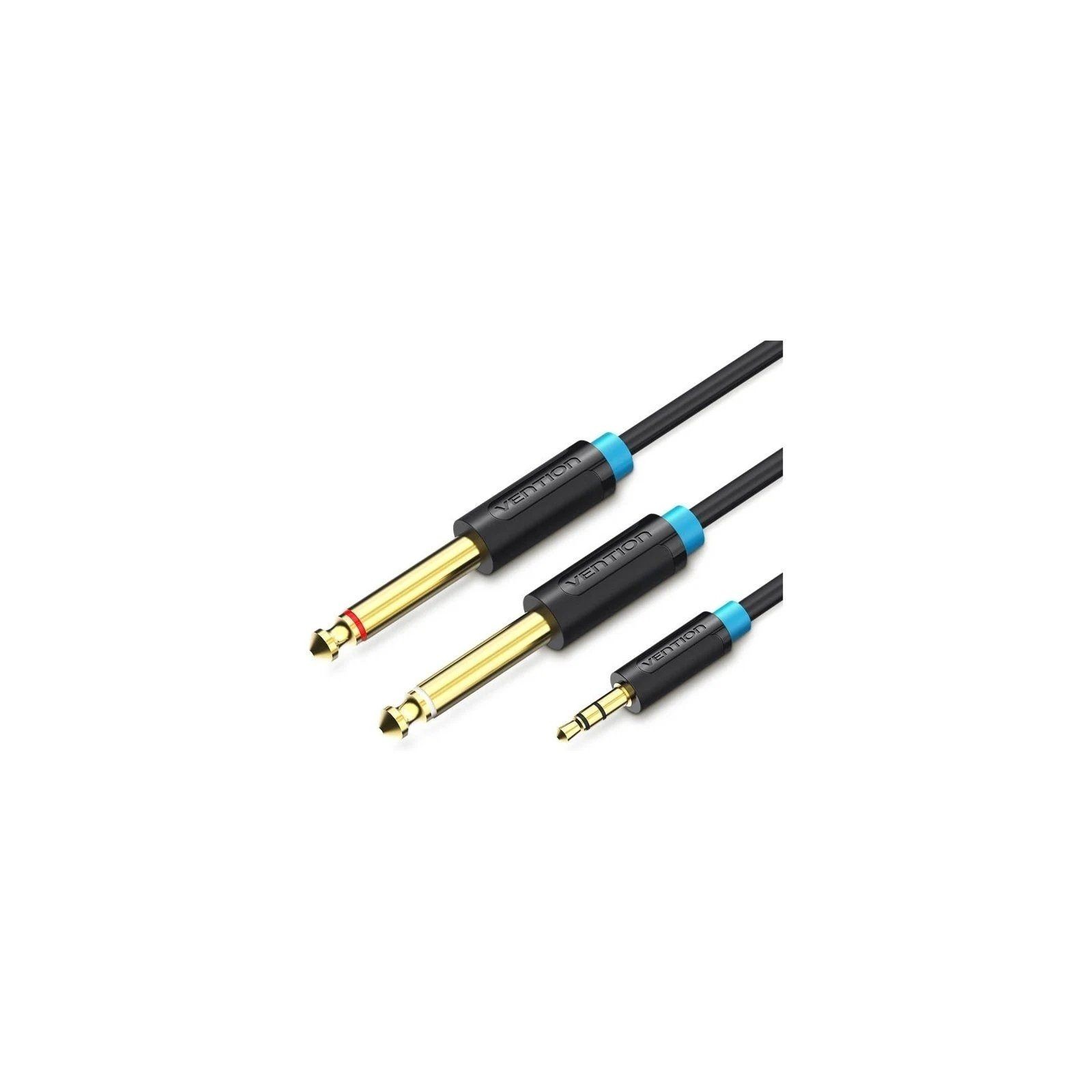 Cable Audio Estereo Jack 3.5/m 2xjack 6.5/m 0.5 M Negro Vention