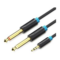 Cable Audio Estereo Jack 3.5/m 2xjack 6.5/m 0.5 M Negro Vention