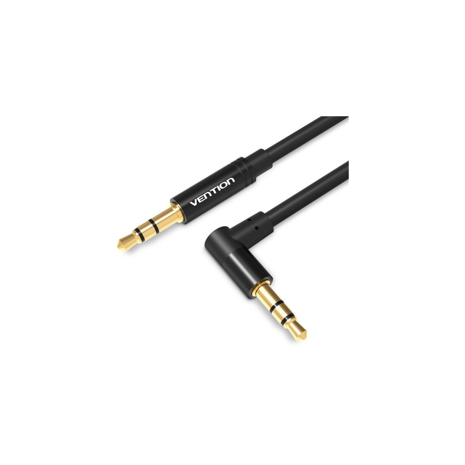 Cable de Audio Estéreo Acodado Jack 3.5/m Jack 3.5/m 0.5 M Negro