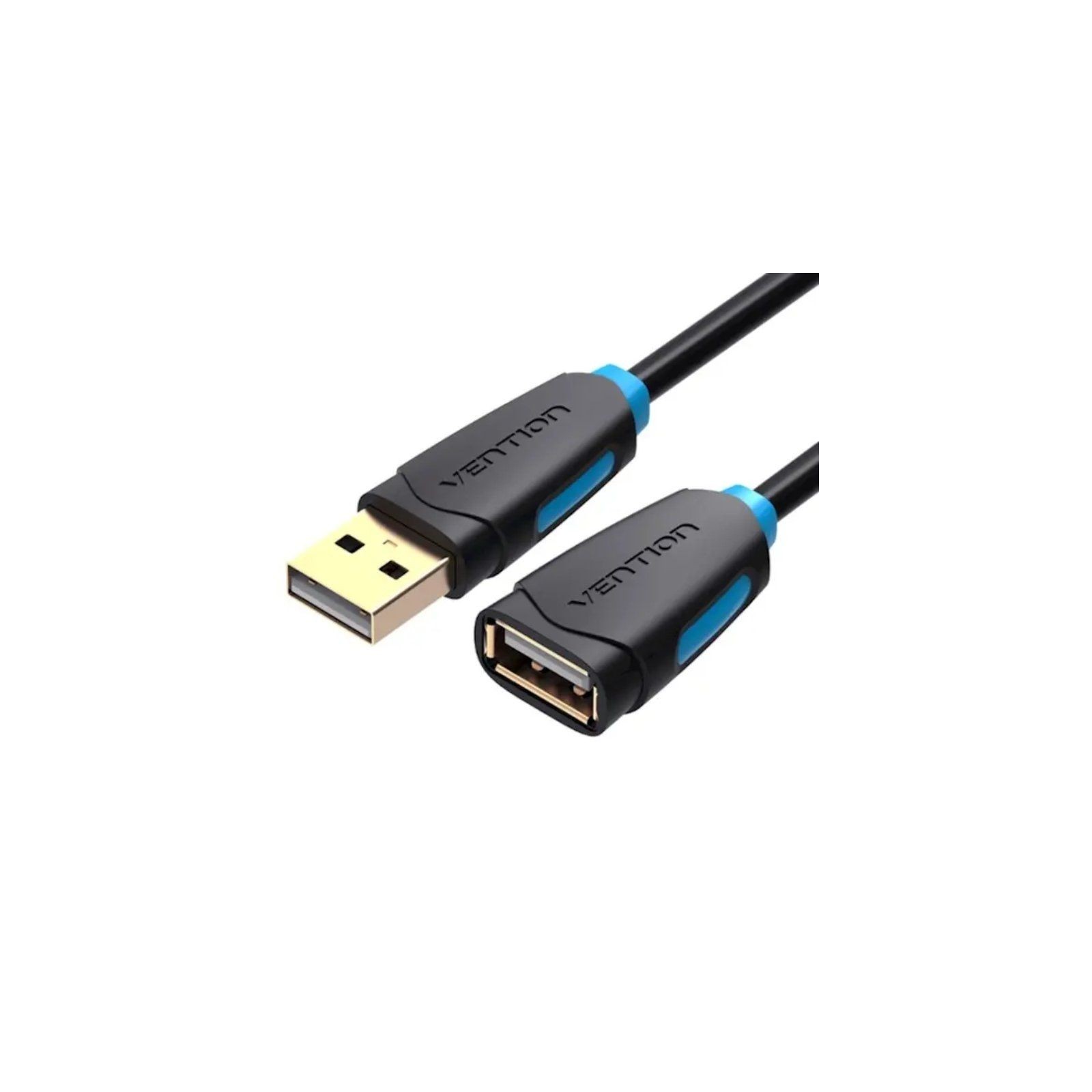 Cable Alargador USB 2.0 M/H Conector Dorado 0.5 M Negro Vention