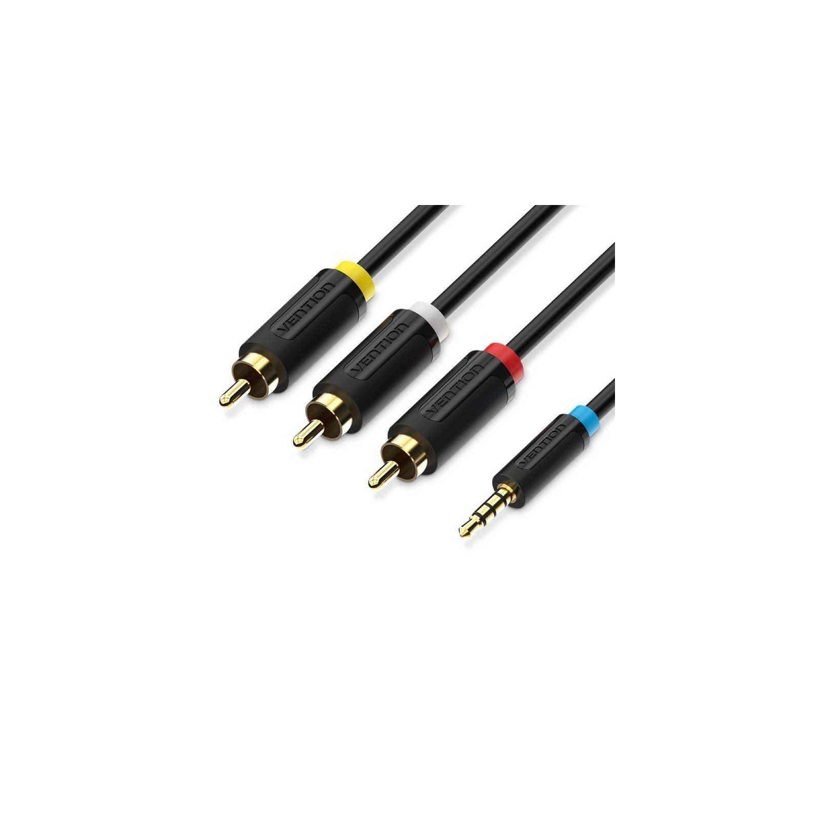 2.5mm Jack to 3 RCA Audio/Video Cable 1.5M Black Vention