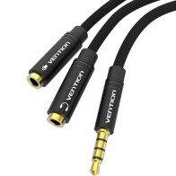 Audio Cable Stereo Jack 3.5/m to 2xJack 2.5/h 0.3m Black Vention