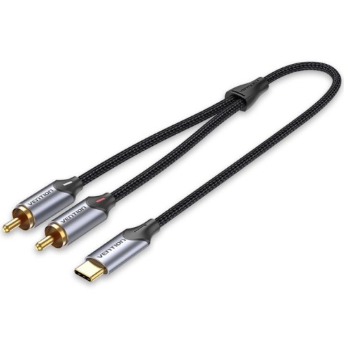 2xRCA to USB-C Male 1.5M Cable Grey Vention