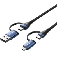 Cable de carga 4 en 1 USB 2.0 Negro Azul Vention