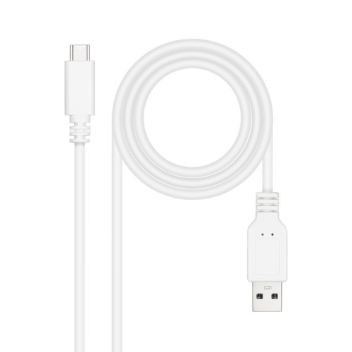 Cable USB 2.0 3A Tipo USB-C a A 0.5M Blanco Nanocable