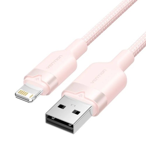 Braided USB A to Lightning Cable 1m Pink Vention