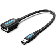 USB OTG Mini-B Male to A Female Cable 0.15M Black Vention