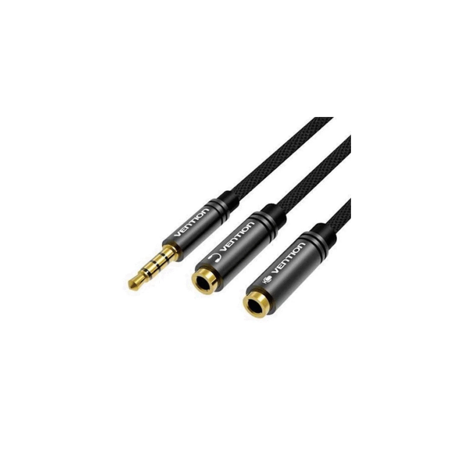 Stereo Audio Cable 3.5m to 2x3.5mm Female 0.3M Black Vention