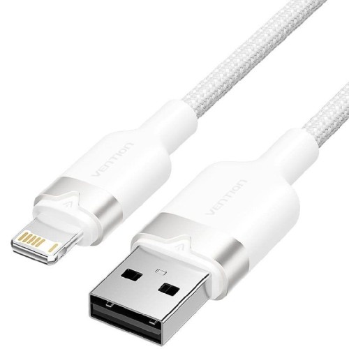 USB A to Lightning Braided Cable 1M White Vention