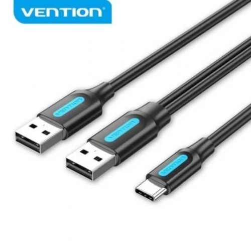 Cable 2xUSB 2.0/m USB-C/m 1 M Negro Vention