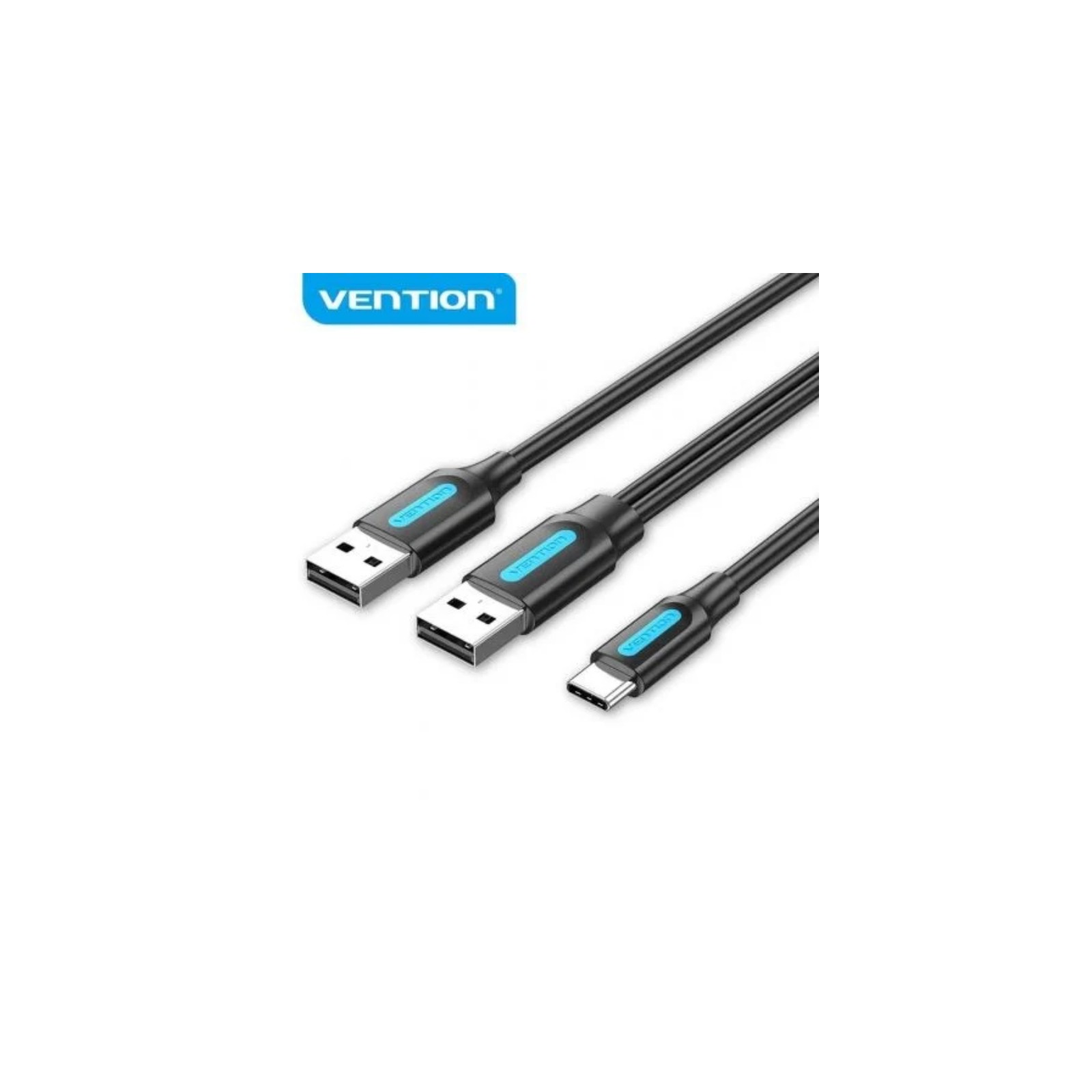 Cable 2xUSB 2.0/m USB-C/m 1 M Negro Vention