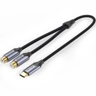 Cable Conversor Vention USB-C a 2 RCA 0.5 m Gris