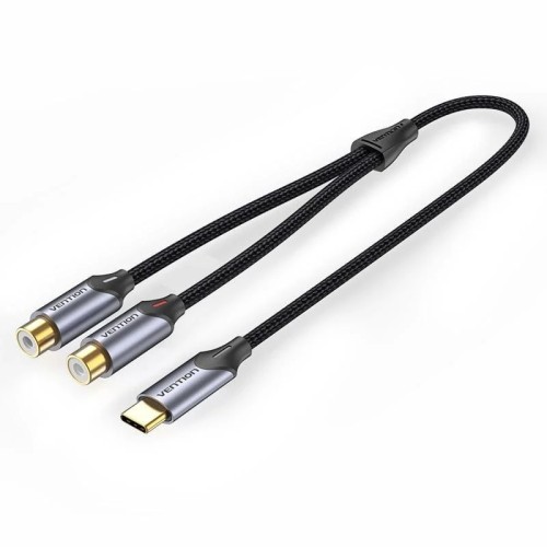 Conversor USB-C Macho a 2x RCA Hembra 1.5 Gris Vention