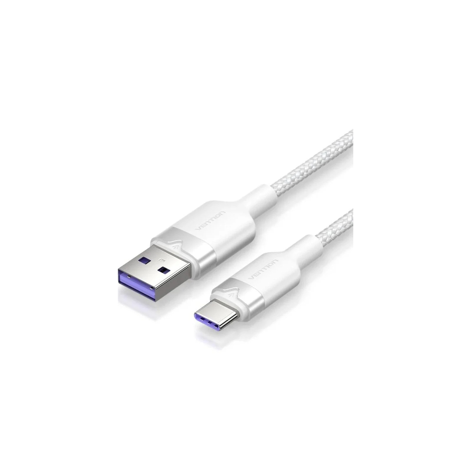 Cable USB-A a USB-C M-M Trenzado 2 M Blanco Vention