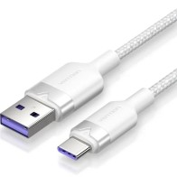 Cable USB-A a USB-C M-M Trenzado 2 M Blanco Vention