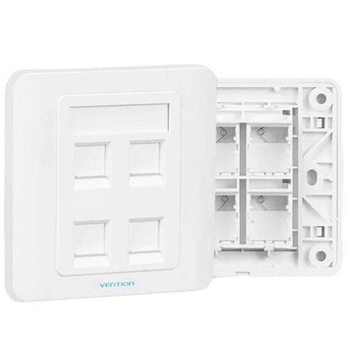 Placa De Pared 4 Puertos RJ45 Blanco