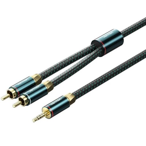 Cable Audio Estéreo 2xRCA/m Jack 3.5/m 1 M Verde/Negro Vention