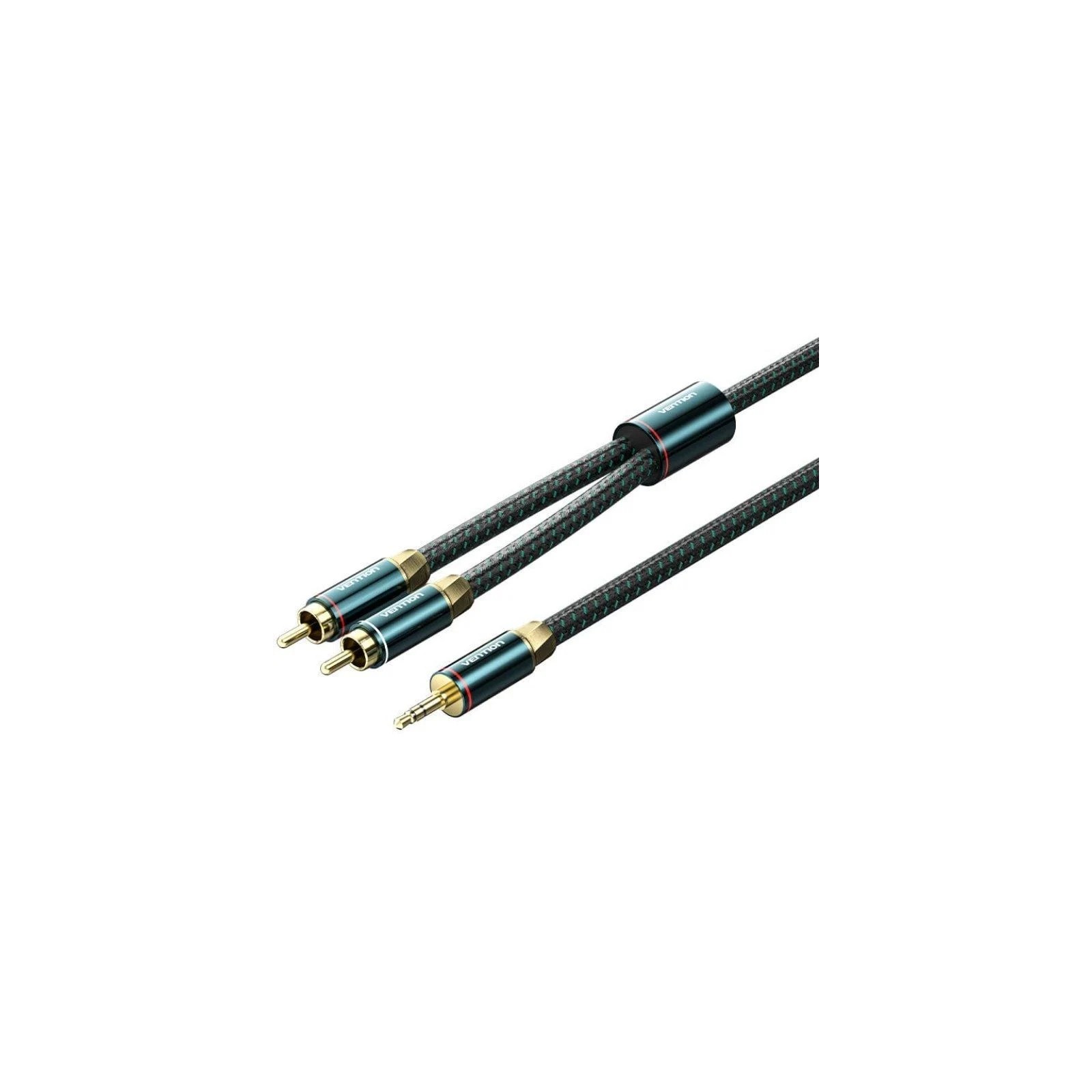 Cable Audio Estéreo 2xRCA/m Jack 3.5/m 1 M Verde/Negro Vention