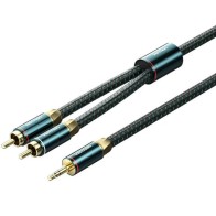 Cable Audio Estéreo 2xRCA/m Jack 3.5/m 1 M Verde/Negro Vention