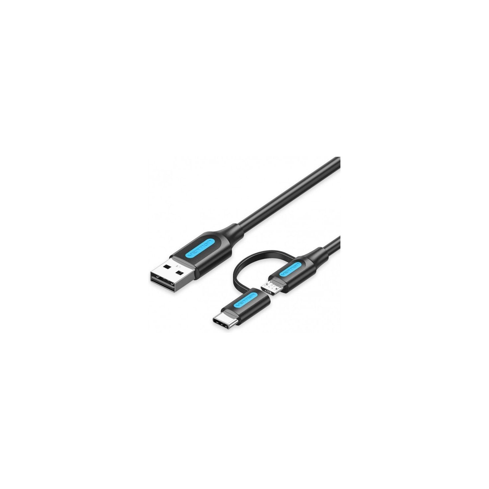 Cable USB 2.0/M Micro USB/M USB-C 0.5M Negro Vention