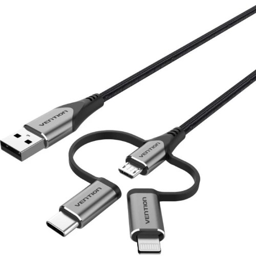 Vention USB 2.0/M Micro USB/M-USB-C/M-Lightning 1M Cable Grey